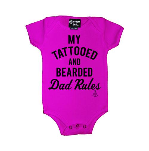Tattooed & Bearded Dad-Pink - Childrens Onesies - Cartel Ink - Bella Lu's Inc