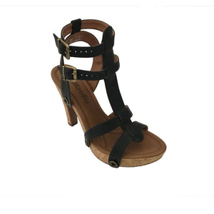 Deise Black Leather Strap - Heels - Galibelle - Bella Lu's Inc