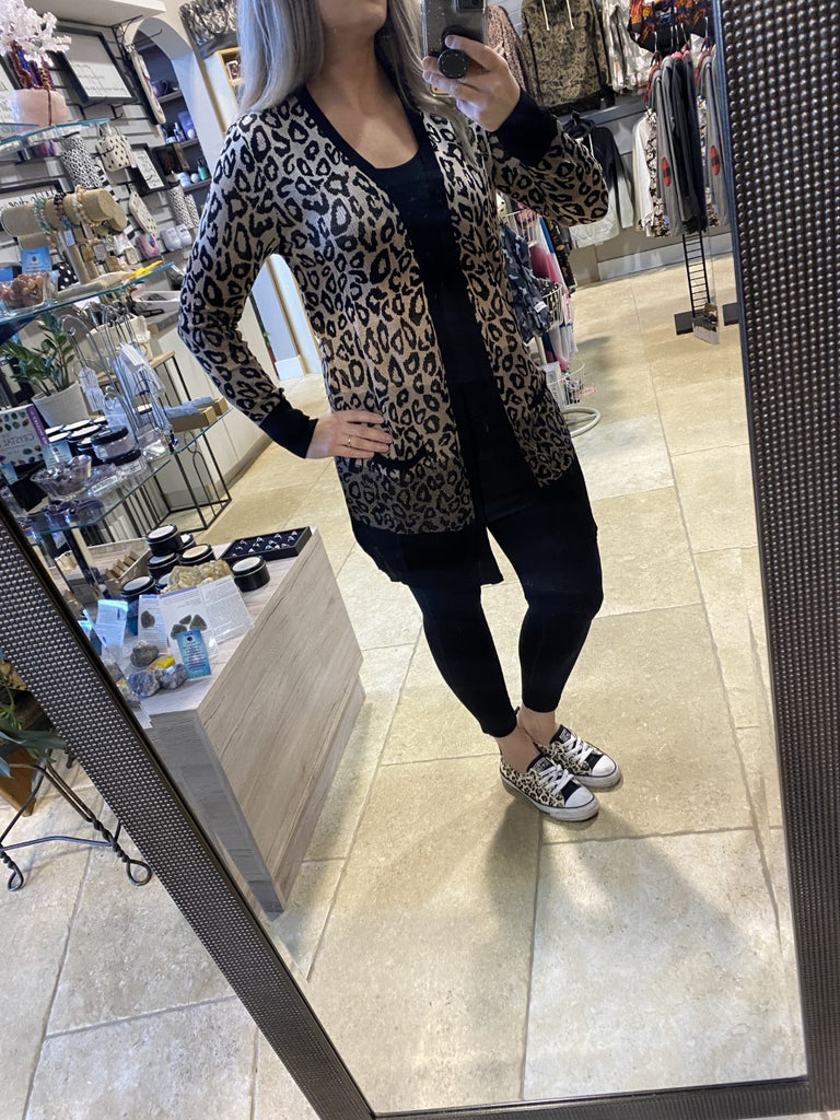 Leopard Ombre Cardigan-Taupe